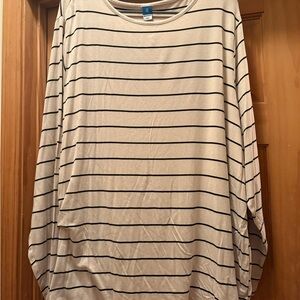 Old Navy Cream and Black Striped Long Sleeve Tee